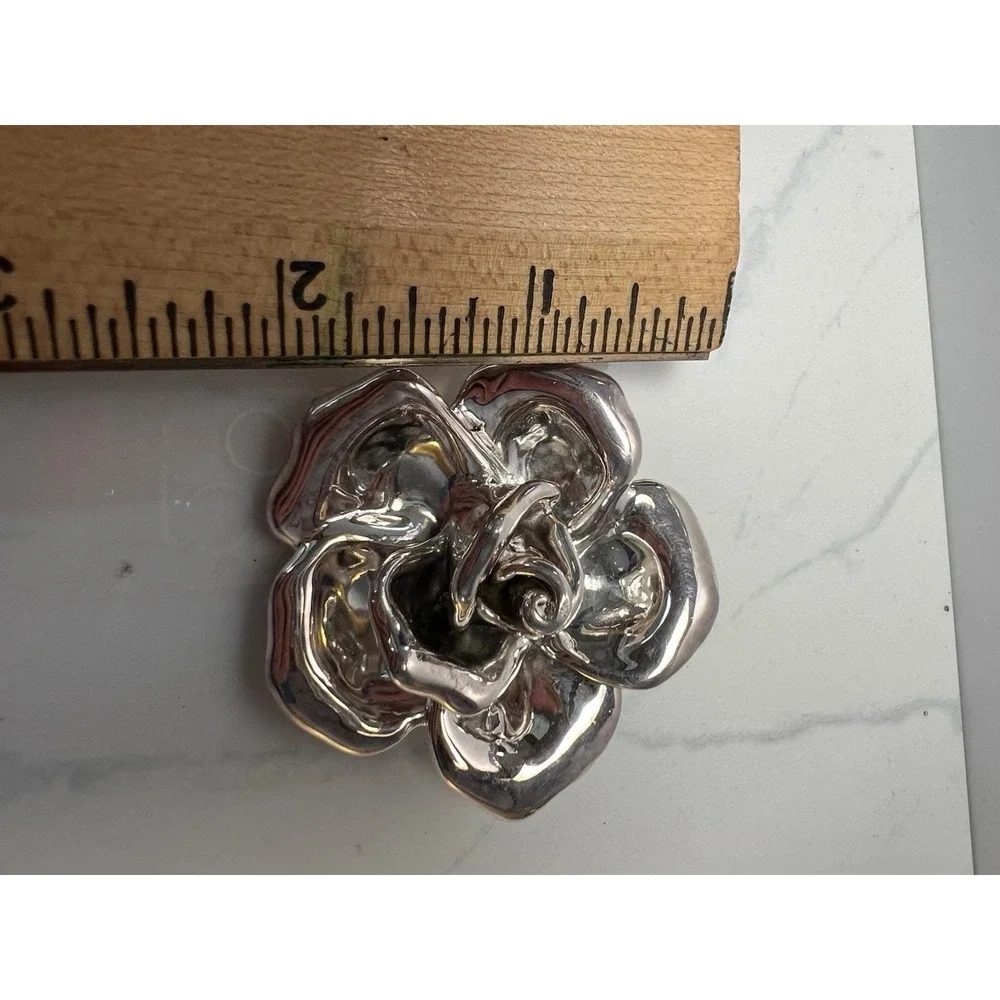VTG Bat-Ami Sterling Silver Brooch Signed 925 Flower Rose Electroform Israel